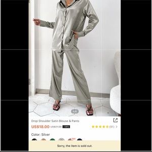 M SHEIN satin pajama set; ISO LARGE